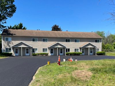 Paved apartment driveway and parking